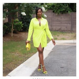 Neon Green Wrap Dress 3x